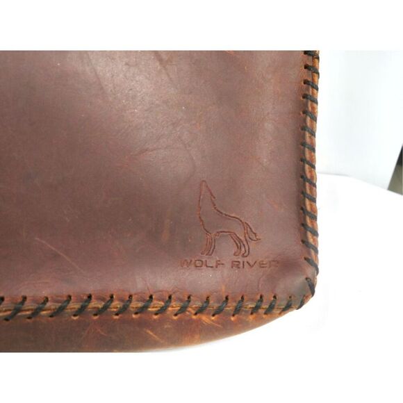 Wolf River The Hilda Crossbody Bag Hand Sewn Brown Leather Satchel Unisex - Picture 8 of 9